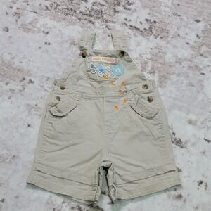 VTG Style Baby Q Jungle Explorer Overalls 6-9M Safari Shortalls Khaki Lizzard
